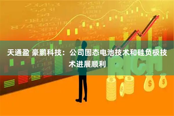 天通盈 豪鹏科技：公司固态电池技术和硅负极技术进展顺利