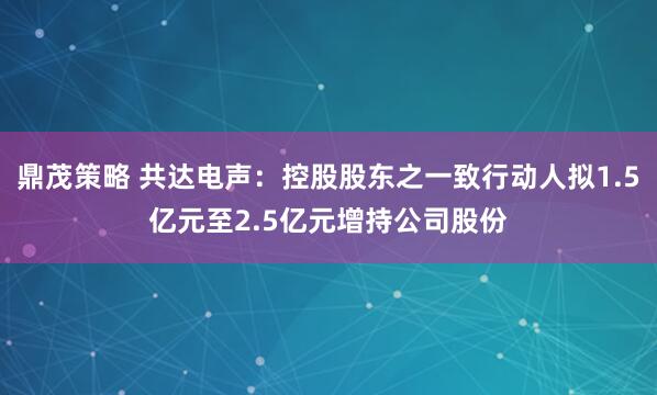 鼎茂策略 共达电声：控股股东之一致行动人拟1.5亿元至2.5亿元增持公司股份