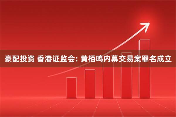 豪配投资 香港证监会: 黄栢鸣内幕交易案罪名成立